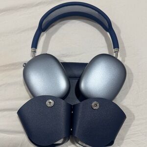 Premium Silver and Blue Wireless Headphones
